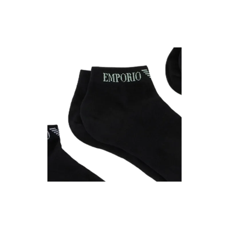 EMPORIO ARMANI SS24 No-Show Socks Men's 3 Pack Black-4