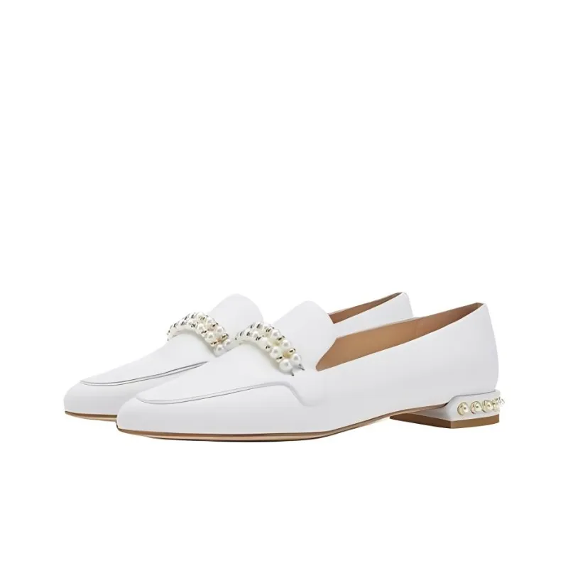 Stuart Weitzman/SW Joelle Pearl Loafers Women's White-2
