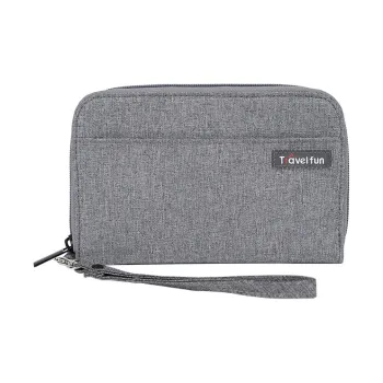WEPLUS Fabric Passport Holder Unisex Gray/Pink