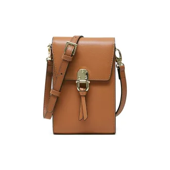 PIERRE CARDIN Split Cow Leather One Shoulder Crossbody Cell Phone Pouch Regular Women's Yellow Brown