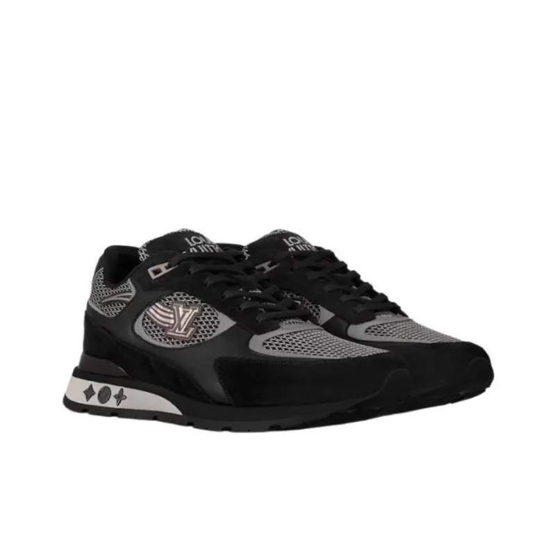 LOUIS VUITTON Run Away Cushioning Anti Slip And Wear Resistant Low Top Running Shoes Men's Black Gray Color-2
