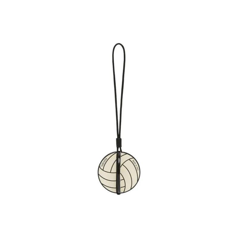 Valextra Calfskin Volleyball Charm Bag Merchandise Women's White & Black-0