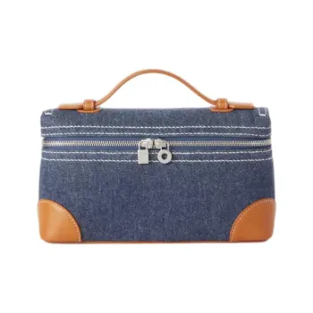 Loro Piana ExtraPocket Denim Shoulder Bag Crossbody Bag Handbag Regular Women's Wave Blue With Wheat Bran