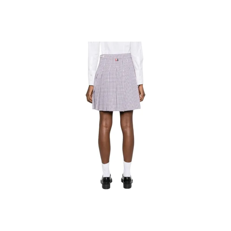 THOM BROWNE Check pattern Pleated Miniskirt-3