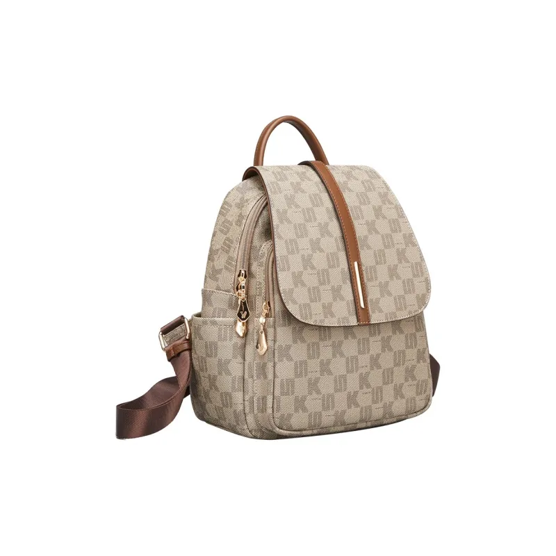 YEARCON PVC With Artificial Leather With Synthetic Leather Backpack Tubas Women's Coffee-1