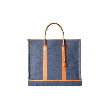Loro Piana Cotton Tote Bag Shopping Bag Handbag Small Size Men's Wave Blue
