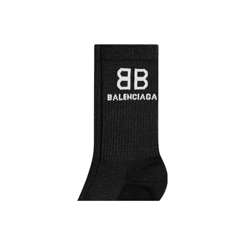 Balenciaga Bb Logo Tennis Socks Black/White-3