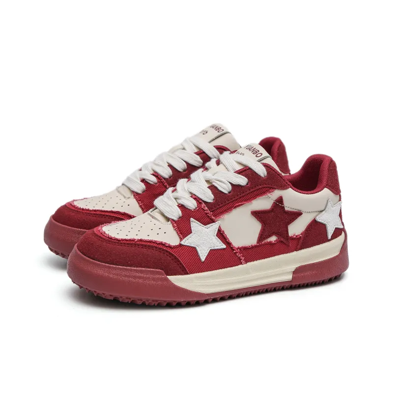 TUOPIN Non-slip Lightweight Low-Top Skateboard Shoes Women's Burgundy-1