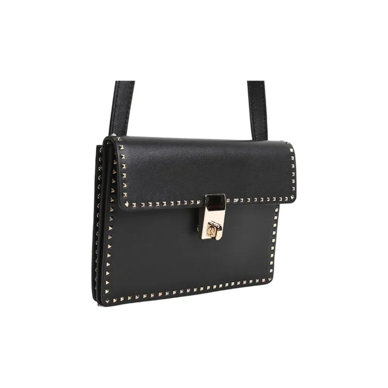 Valentino GARAVANI ROCKSTUD Cow Leather Crossbody Bag, Shoulder Bag Women's Black-3