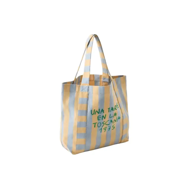ZARA Cotton Tote Bag Shopping Bag Shoulder Bag Handbag Kids' Yellow/Blue-2