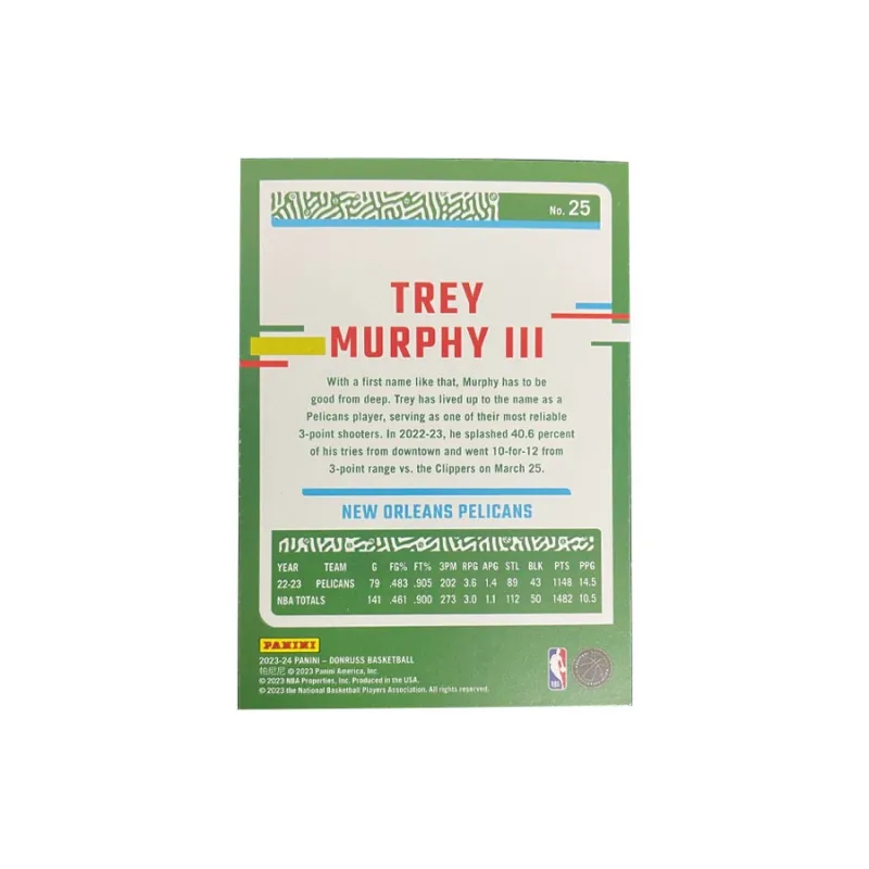 PANINI 2023 24 Durex Pelicans Trey Murphy III 25/88 Red Fireworks Refraction Same Back Star Card Pass Sports Cards 1 Pc-1