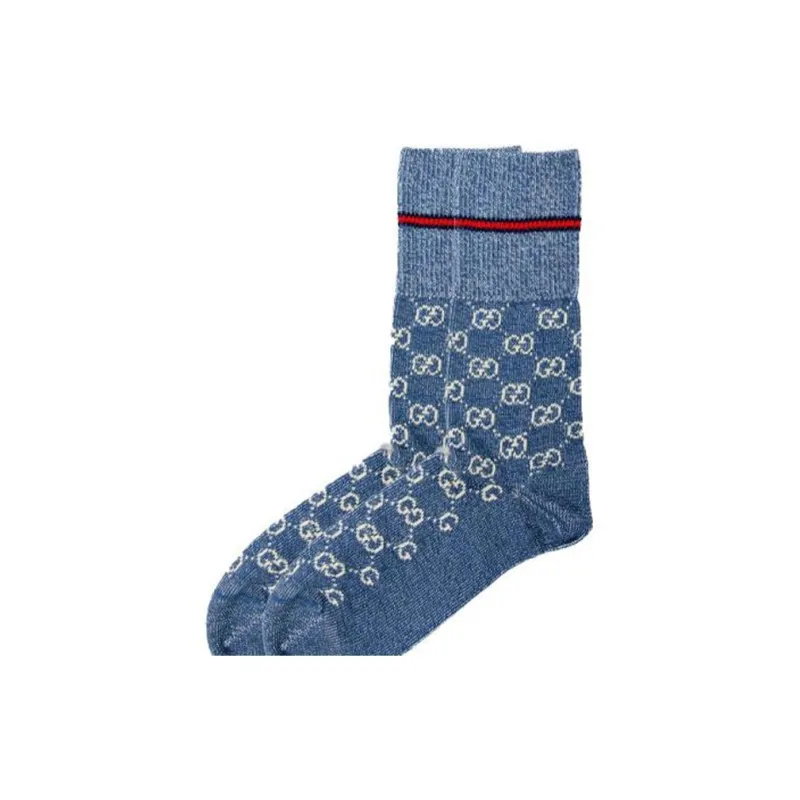 GUCCI SS23 Mid Calf Socks Unisex 1 Pack Blue-4