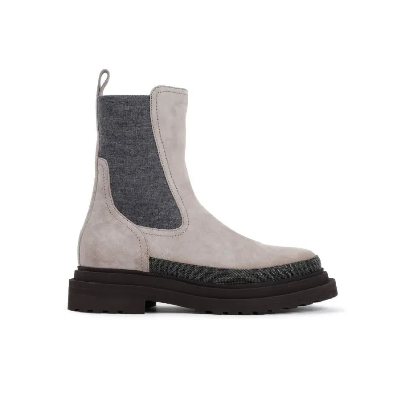 Brunello Cucinelli Suede Chelsea Boots Women's-2