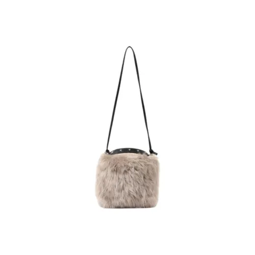 Beams Faux Fur Crossbody Bag Shoulder Bag Regular Women's Gray/Wood Charcoal/Brown
