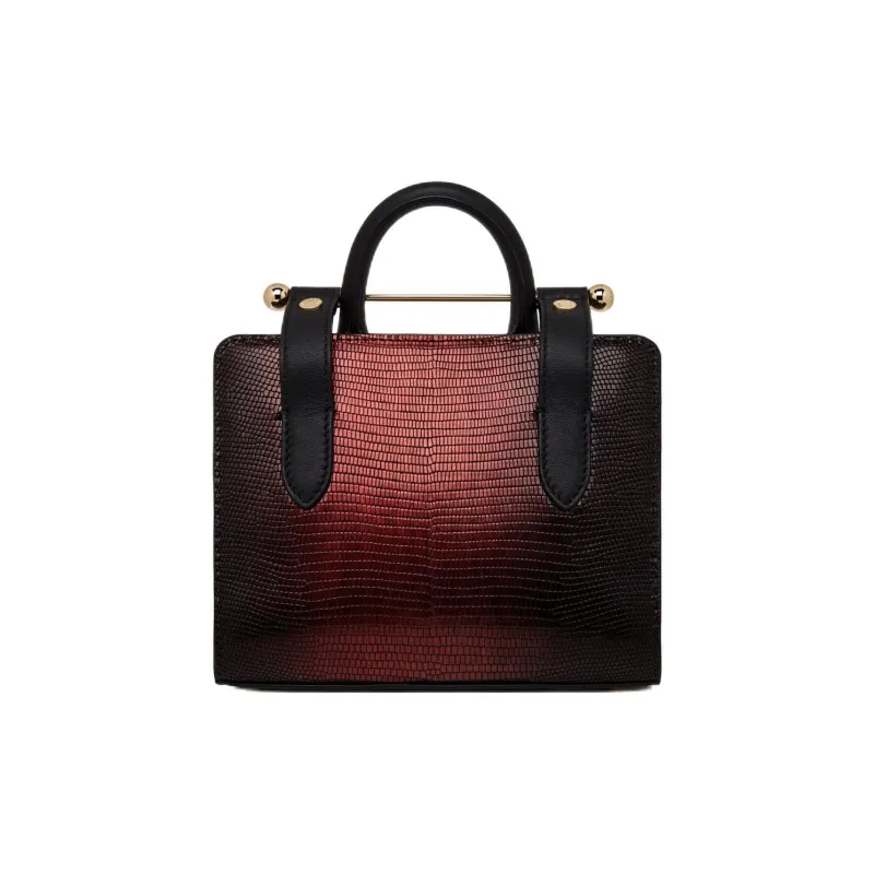 Strathberry Smooth Calf Leather Tote Bag Shopping Bag Shoulder Bag Crossbody Bag Handbag Nano Women's Wine Red & Black-2