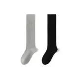 [Calf Socks 2 Pack]Black+Light Gray