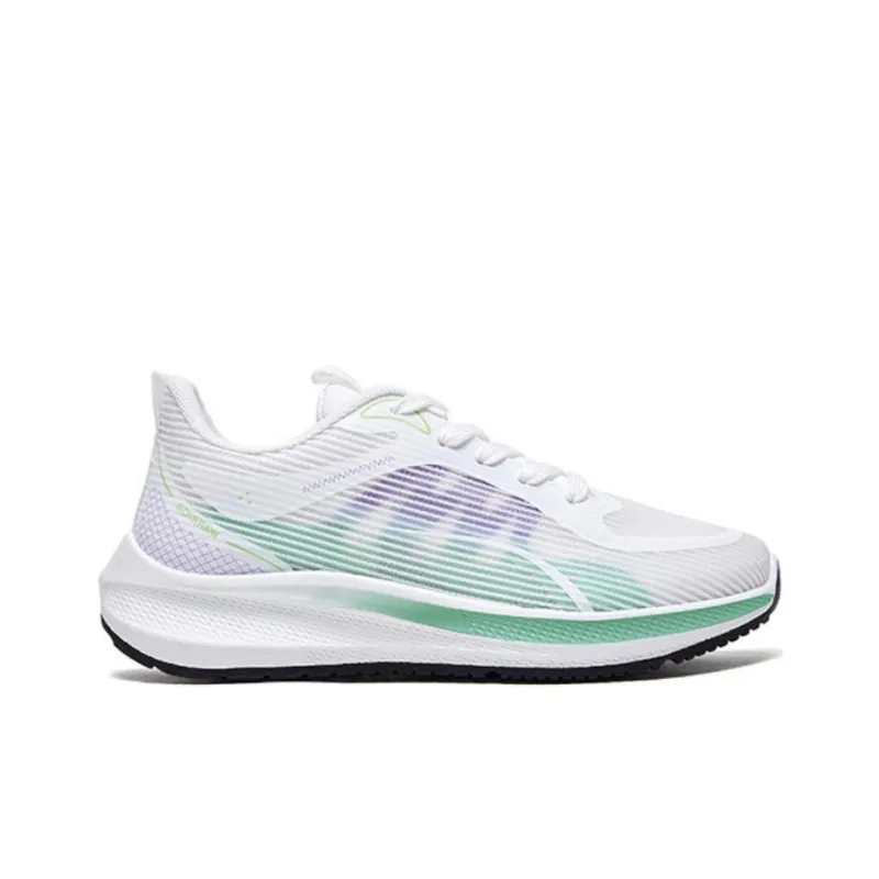 Warrior Lightweight Wear Resistant And Slip Resistant Low Top Casual Running Shoes Women's White Green Purple-1