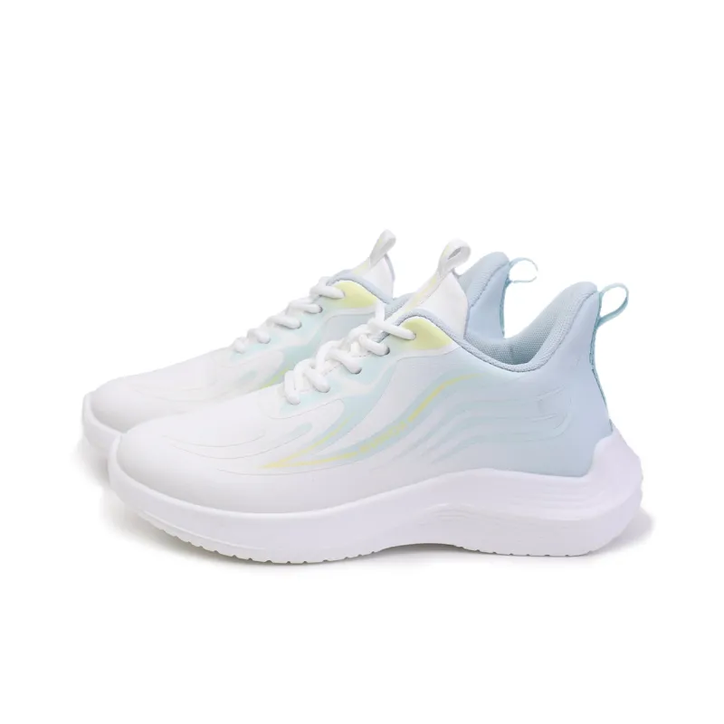 Warrior Anti-Slip Wear-Resistant Low-Top Running Shoes Women's White Blue-1