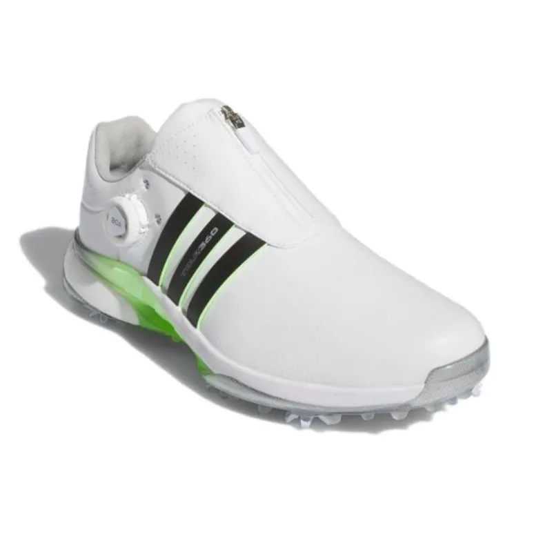 Adidas Tour360 Anti Slip Wear Resistant Low Top Golf Shoes Men's White Green-2
