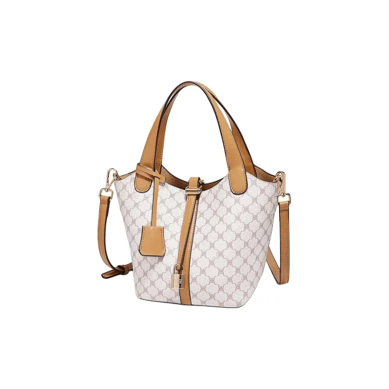 Marino Orlandi Synthetic Leather Bucket Bag Handbag Basket Bag Regular Women's Ecru/Coffee-1