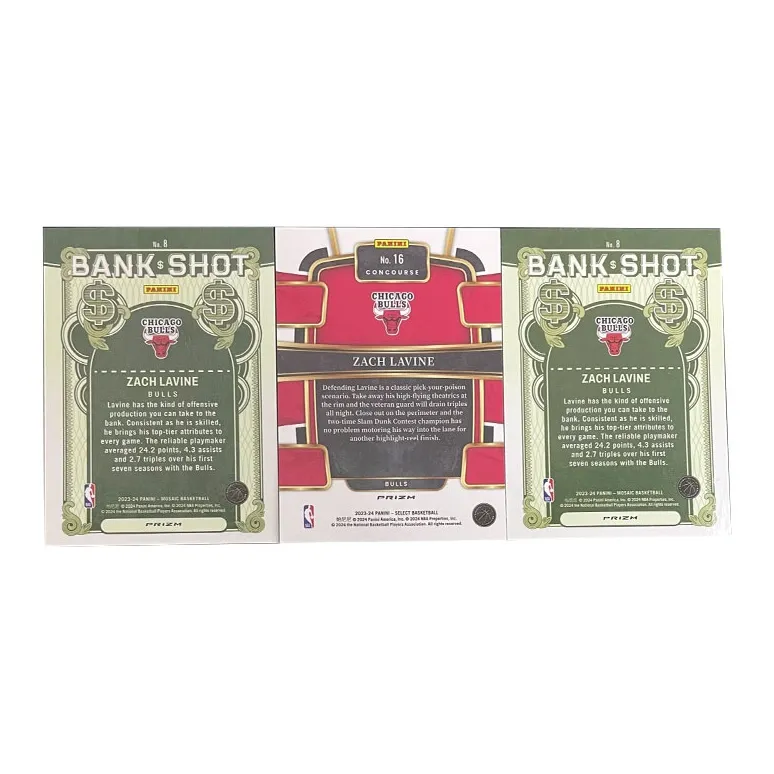 PANINI 2023 24 Panini Mosaic Zach LaVine Bank Shot Parallel+SELECT Blue Fold Star Card Pass Through Sports Cards 3 Pcs-1