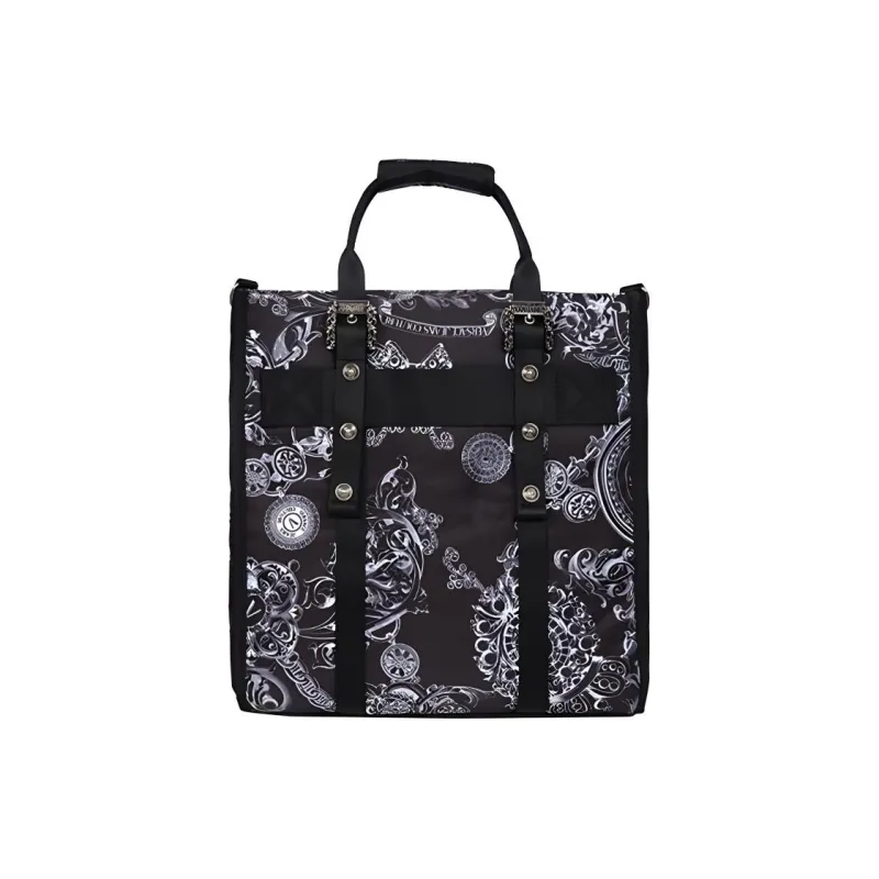 VERSACE JEANS COUTURE Nylon Fabric With Polyester Tote Bag Shopping Bag Handbag Men's Black-0