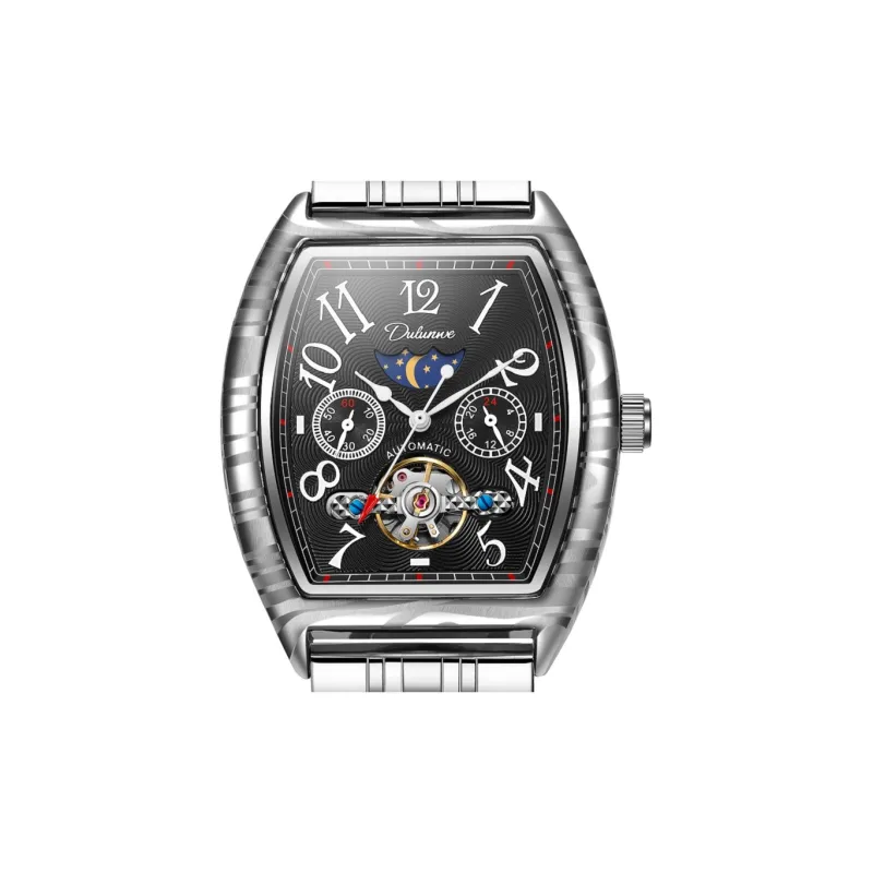 Dulunwe Automatic Mechanical Movement Steel Strap Watch Men's Watches White Dial-8