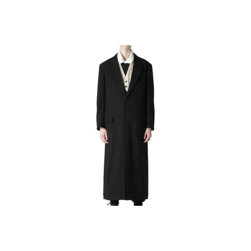 Yohji Yamamoto Button-Up Straight Hem Coat-2