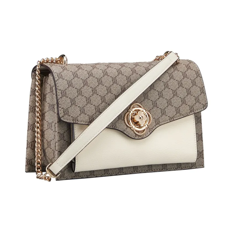 YEARCON PVC With Artificial Leather With Synthetic Leather Crossbody Bag, Shoulder Bag Medium Size Women's Gray & White-1