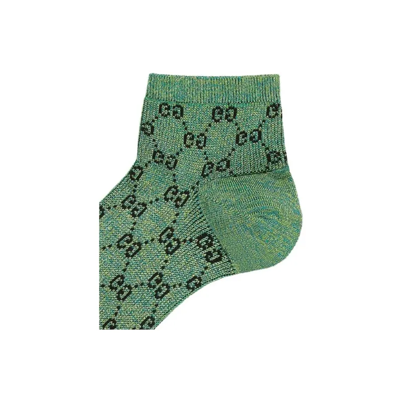 GUCCI Gg Monogram Ankle Socks Green-1