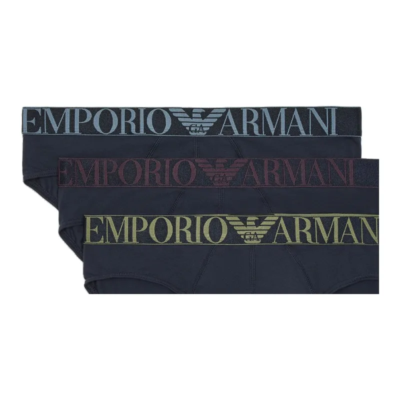 EMPORIO ARMANI Three pack Of Asv Shiny Logoband Organic cotton Briefs-2