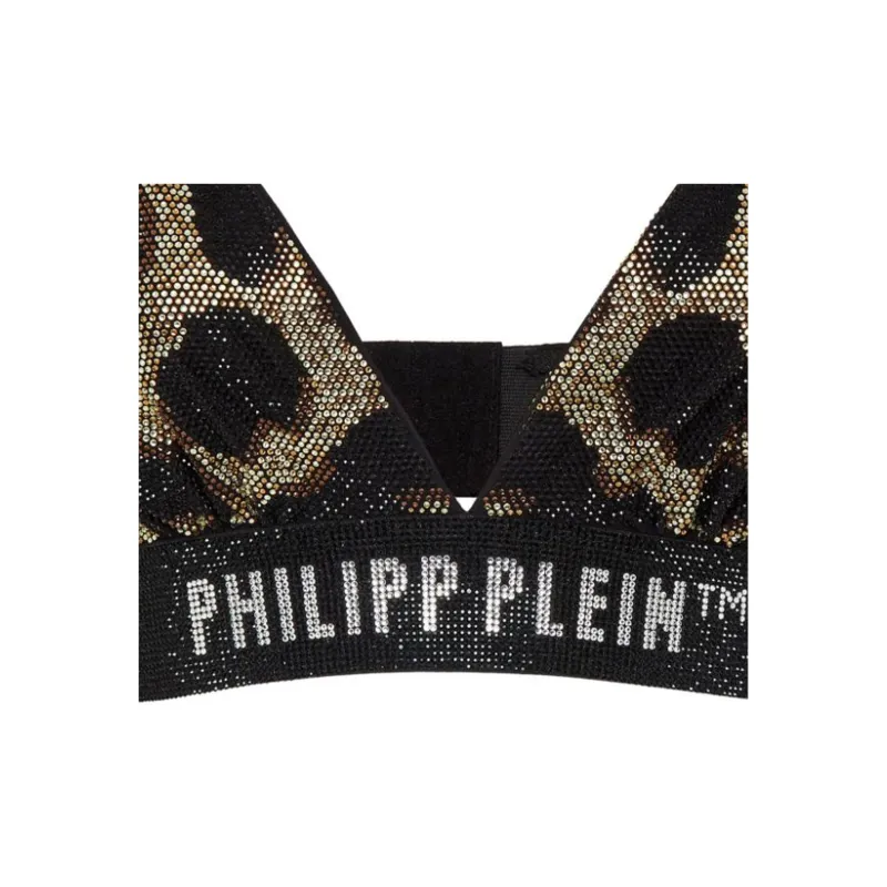 PHILIPP PLEIN Crystal embellished Leopard print Bra-3