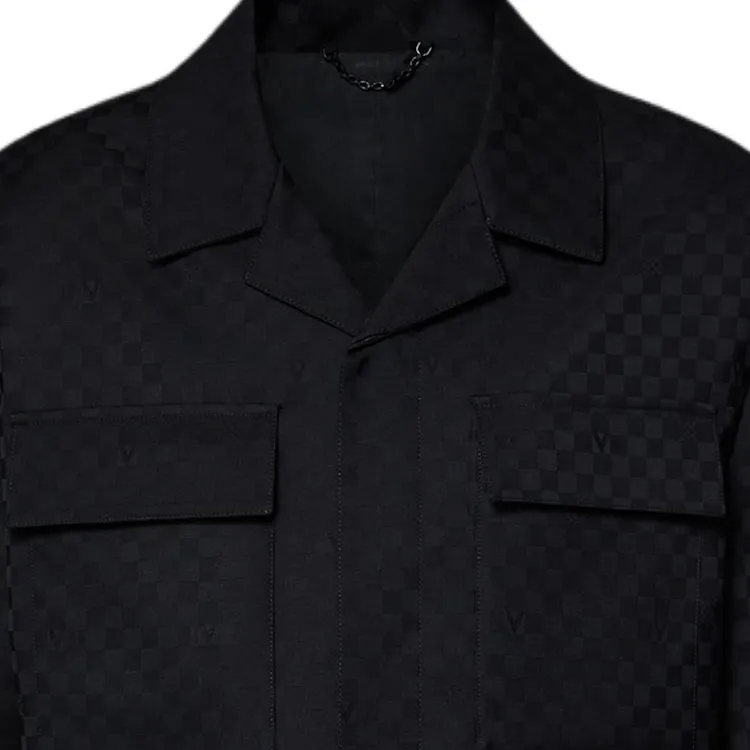 LOUIS VUITTON Damier Open Collar Wool Overshirt-6