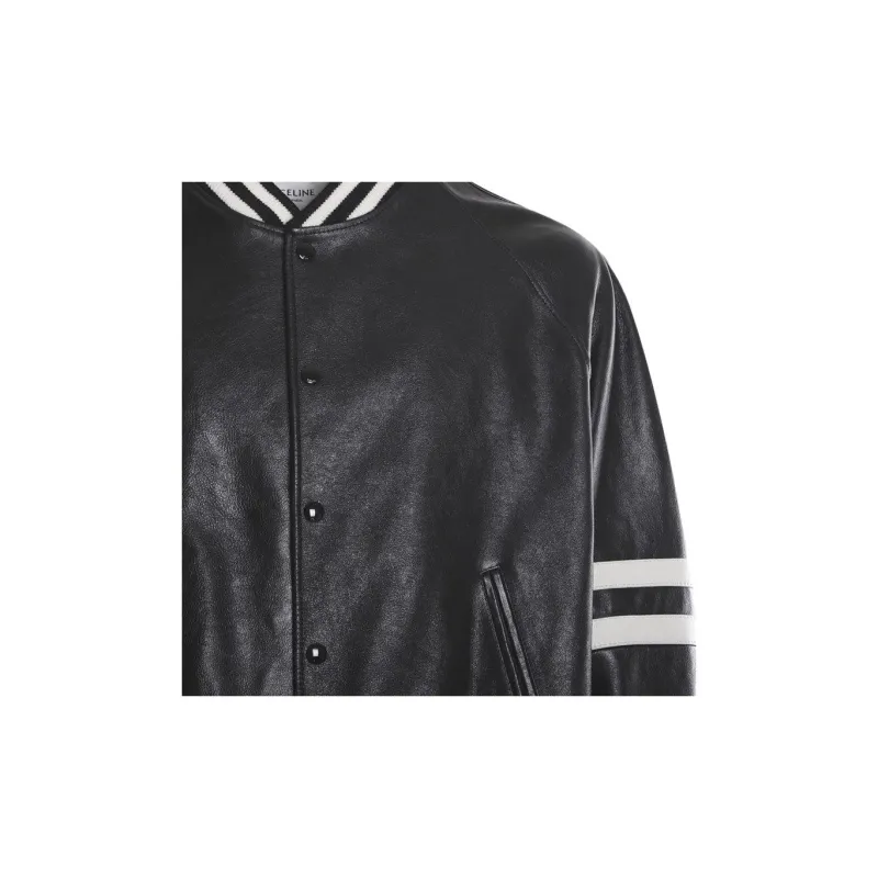 CELINE Leather Jacket Men's Black-2