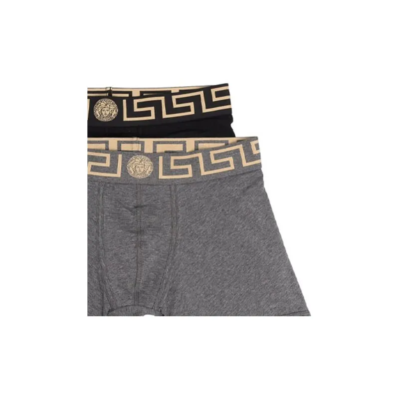 VERSACE Greca Border Long Trunks 2 Pack 'Grey/Black'-4