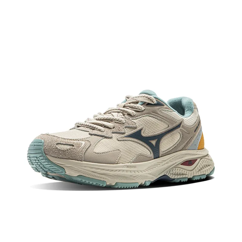 Mizuno Racer S 2.0 Running Shoes Unisex Low Top Oyster Gray/Deep Sea Blue/Yellow-1