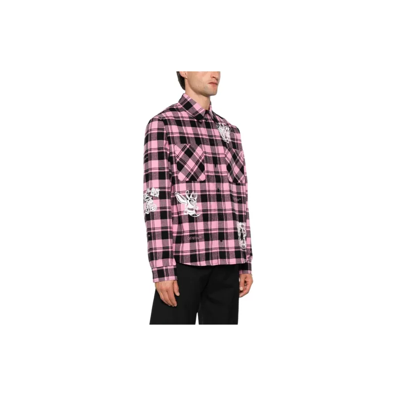 OFF WHITE Character Checked Long Sleeved Shirt-3