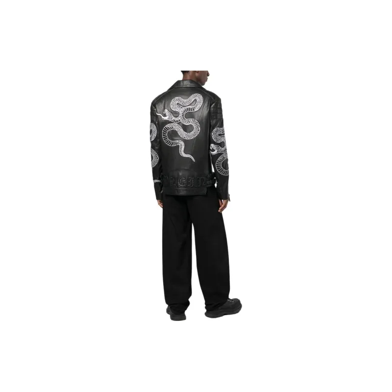 PHILIPP PLEIN Snake print Biker Jacket-2