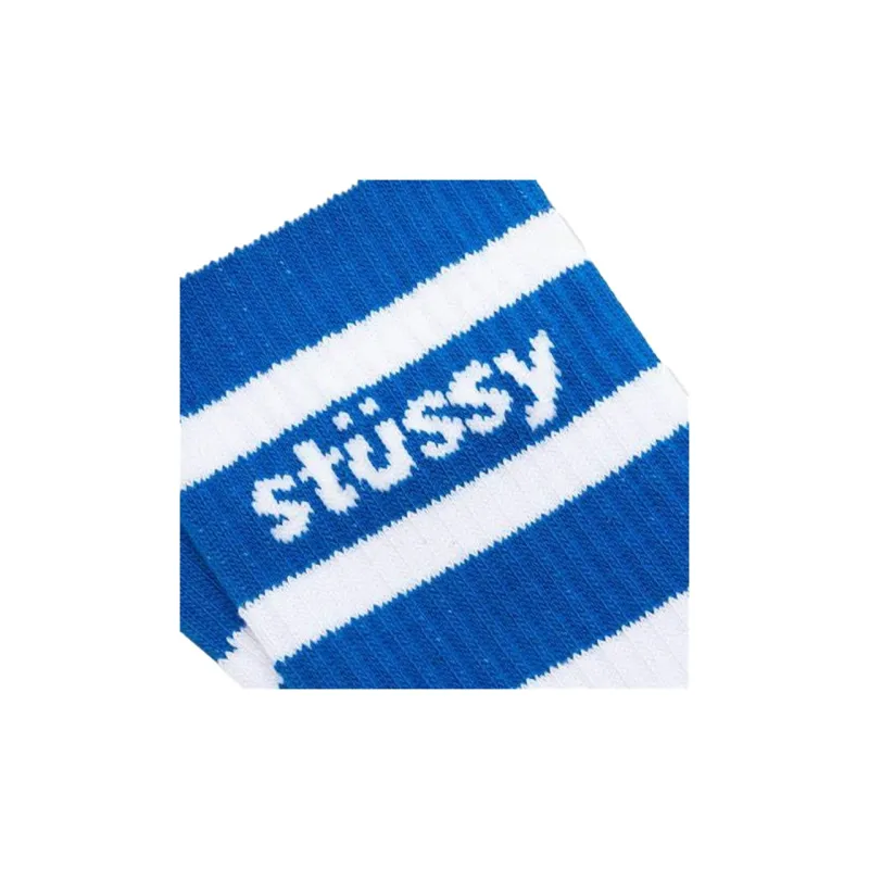 Stussy Mid-Calf Socks Unisex 1 Pack White Blue-1
