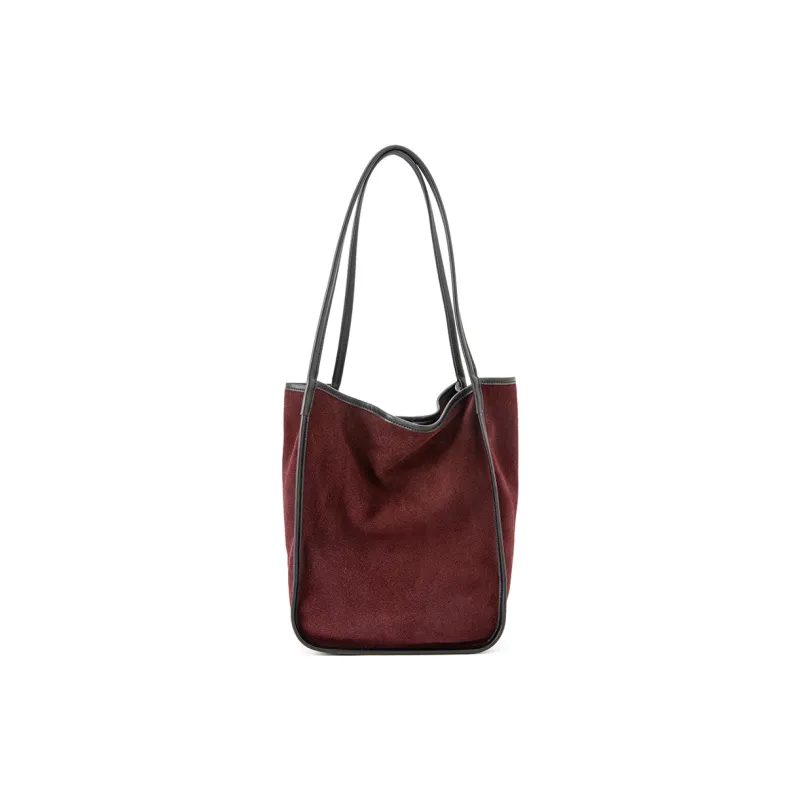 VENOF Cow Leather Tote Bag Shopping Bag Shoulder Bags Medium Size Women's Coffee/Rebrown/Royal Red-17