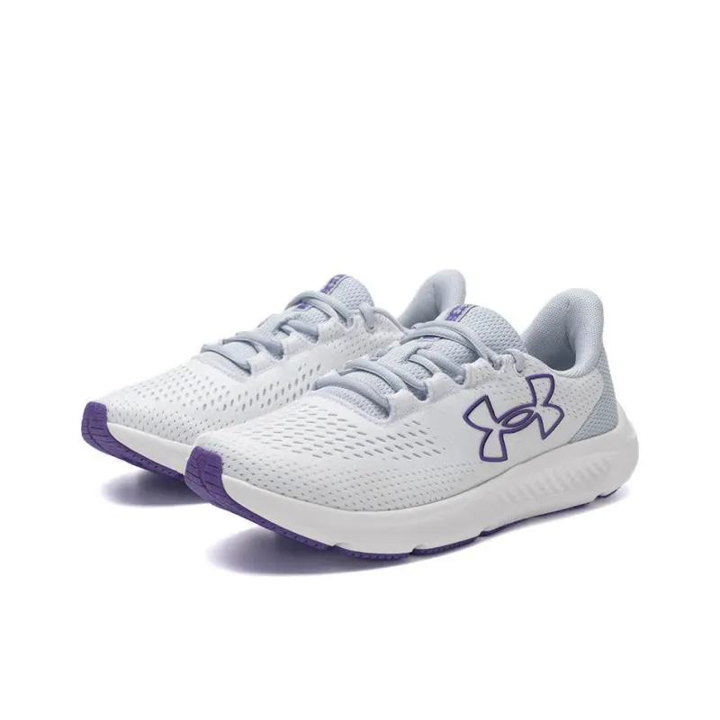 Under Armour Charged Pursuit 3 Anti Slip Wear Resistant Low Top Running Shoes Women's White Purple-1