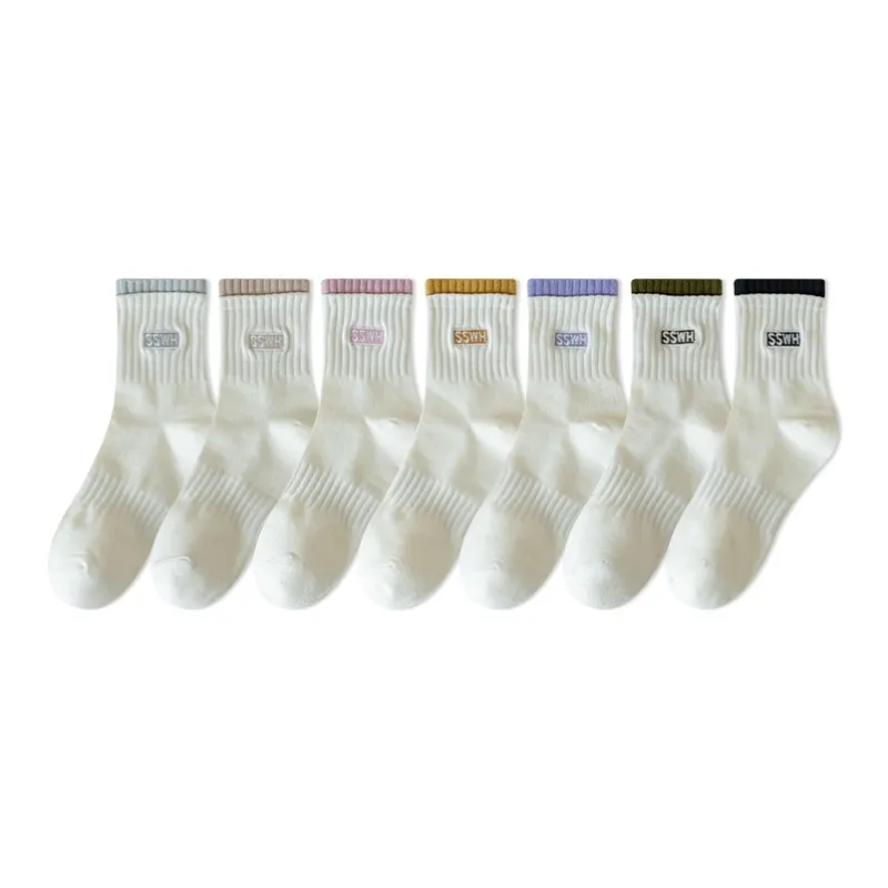 COTTON CHEESE Mid Calf Socks Women's 5 Pack-1