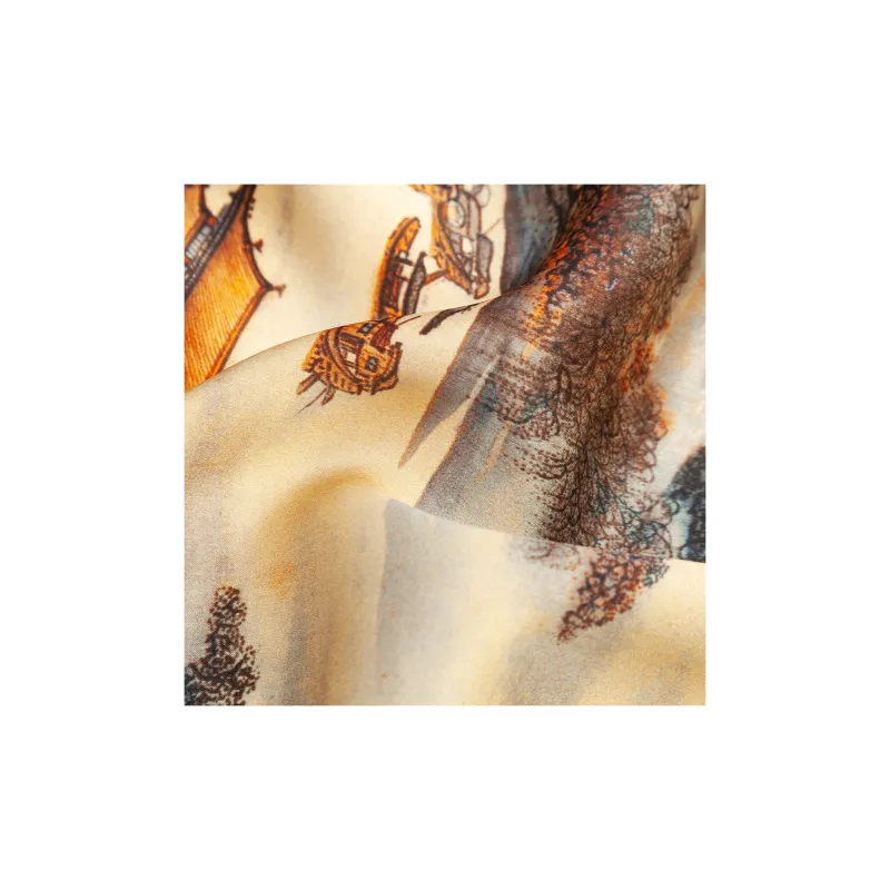 Shanghai Story 100% Mulberry Silk Silk Scarves Women's Patch Bamboo Leaf Flower Gift Box Set-114