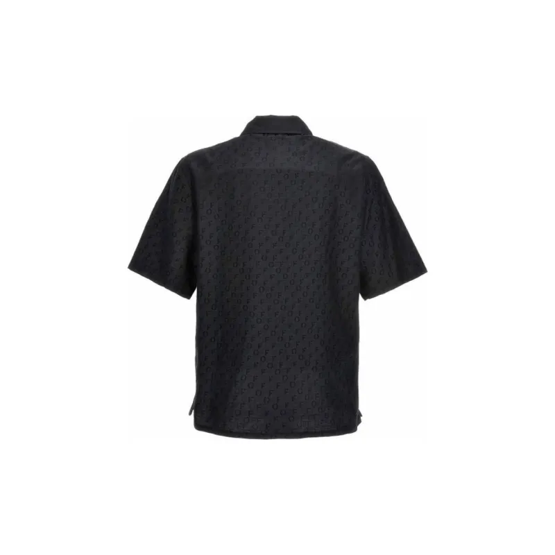 OFF WHITE Logo Jacquard Camp Collar Shirt-1