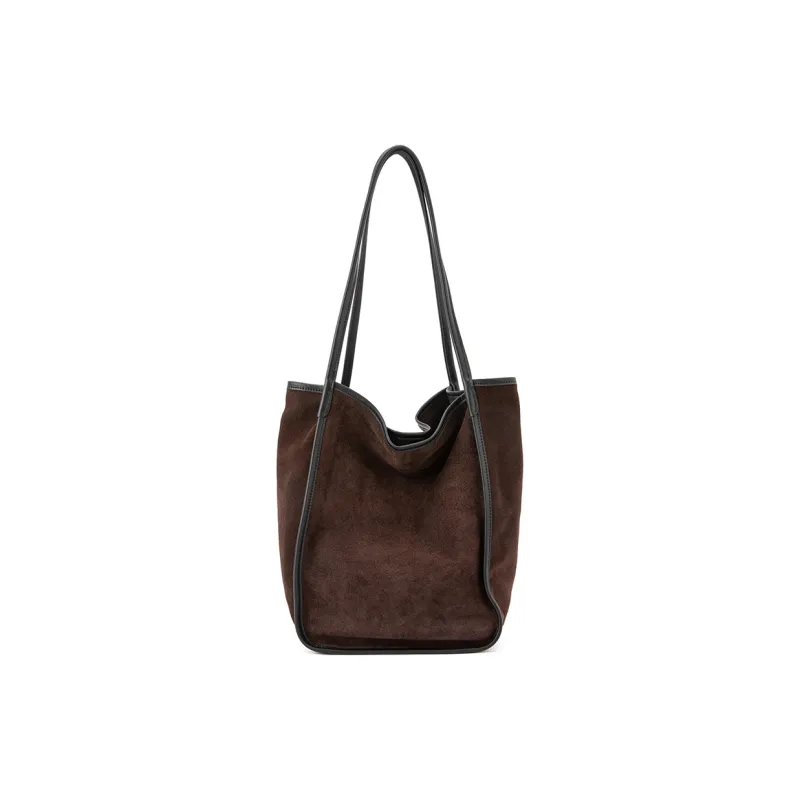 VENOF Cow Leather Tote Bag Shopping Bag Shoulder Bags Medium Size Women's Coffee/Rebrown/Royal Red-4