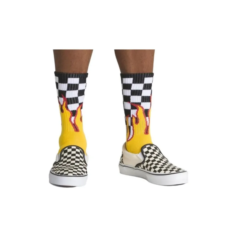 Vans Flame Check Mid-Calf Socks Men's 1 Pack Yellow-3