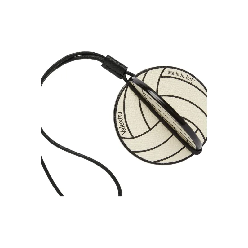 Valextra Calfskin Volleyball Charm Bag Merchandise Women's White & Black-1