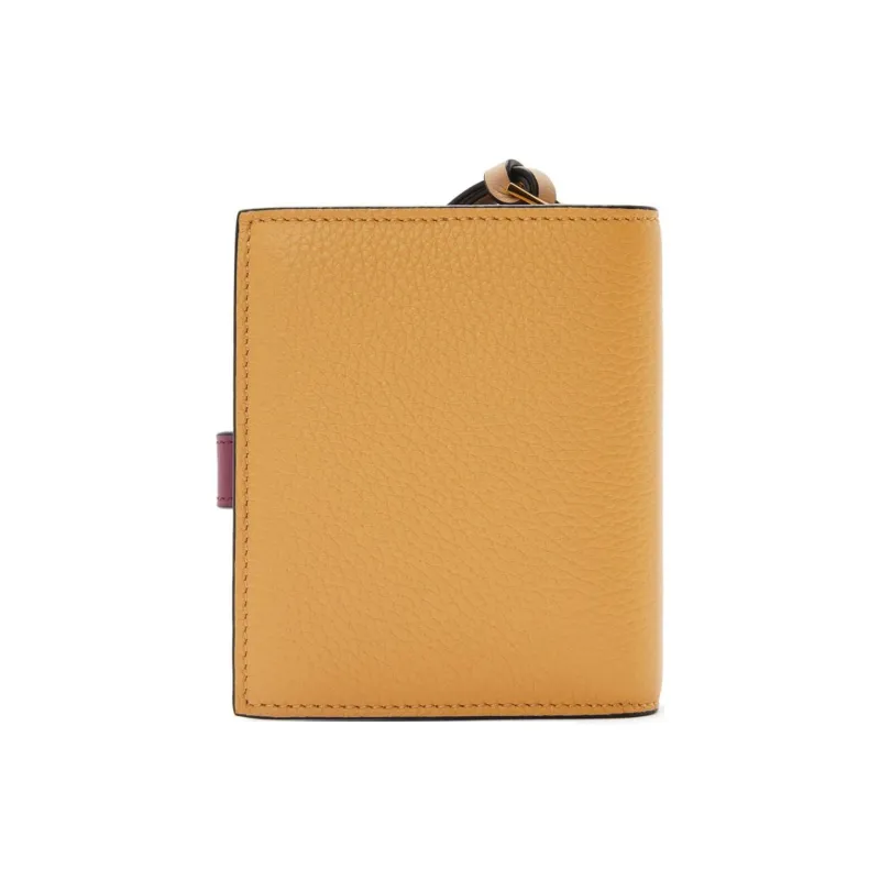LOEWE Grained Calfskin Wallet Women's Cookie & Deep Red & Paper Color-1