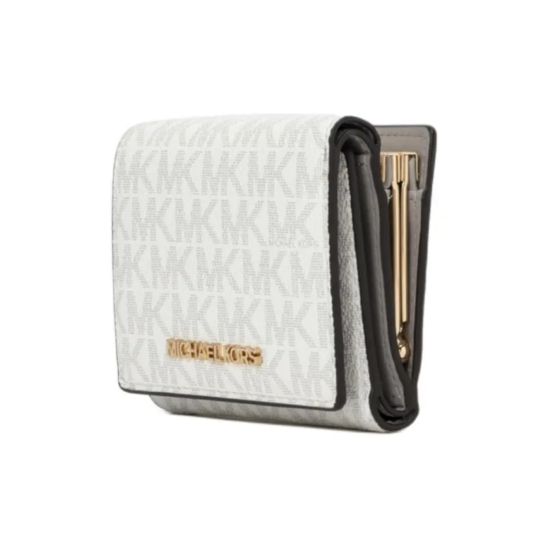 MICHAEL KORS Jet Set Travel Coated Canvas Wallet Medium Size Women's Glossy White-1