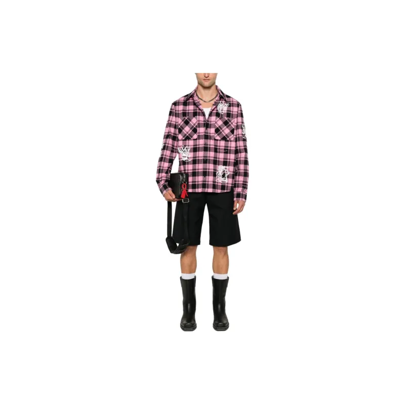 OFF WHITE Character Checked Long Sleeved Shirt-1